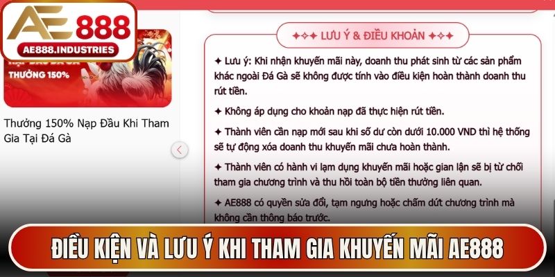 Điều kiện và lưu ý khi tham gia khuyến mãi AE888